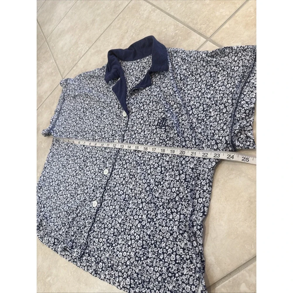 Lauren Ralph Lauren Blue & White Floral Pajama Set PJ Set Size‎ XL Loungewear